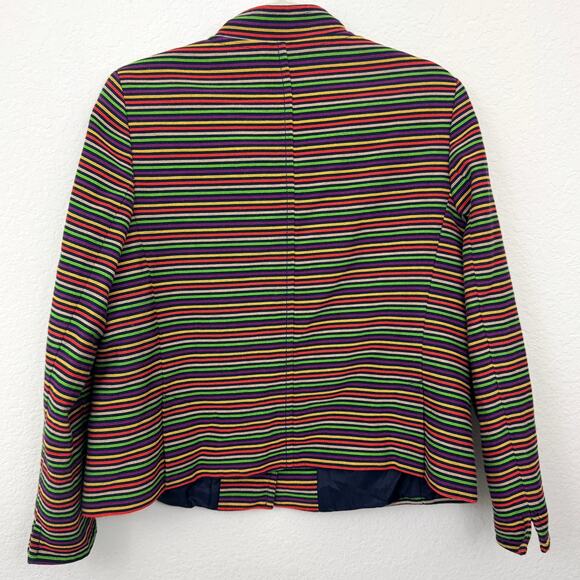 Talbots Womens Blazer Jacket Size 14P Striped Textured Career Office Multi Color - Picture 4 of 8